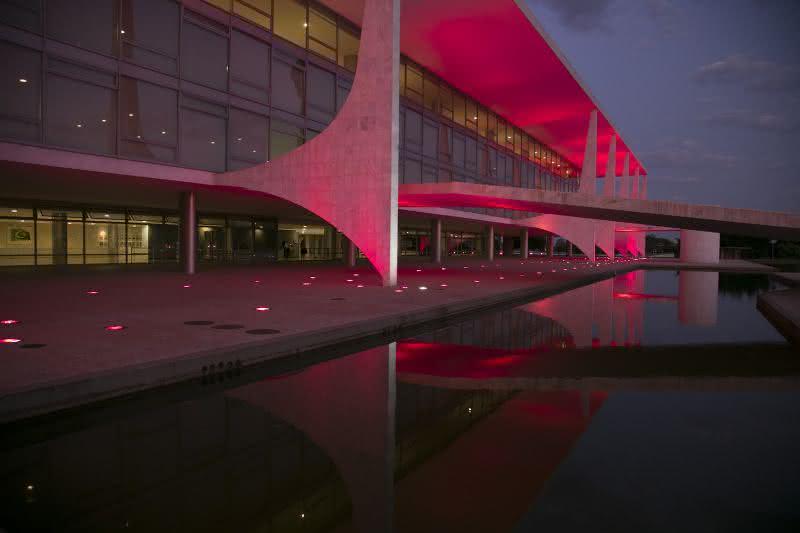Outubro Rosa_ fachada do planalto iluminada de rosa